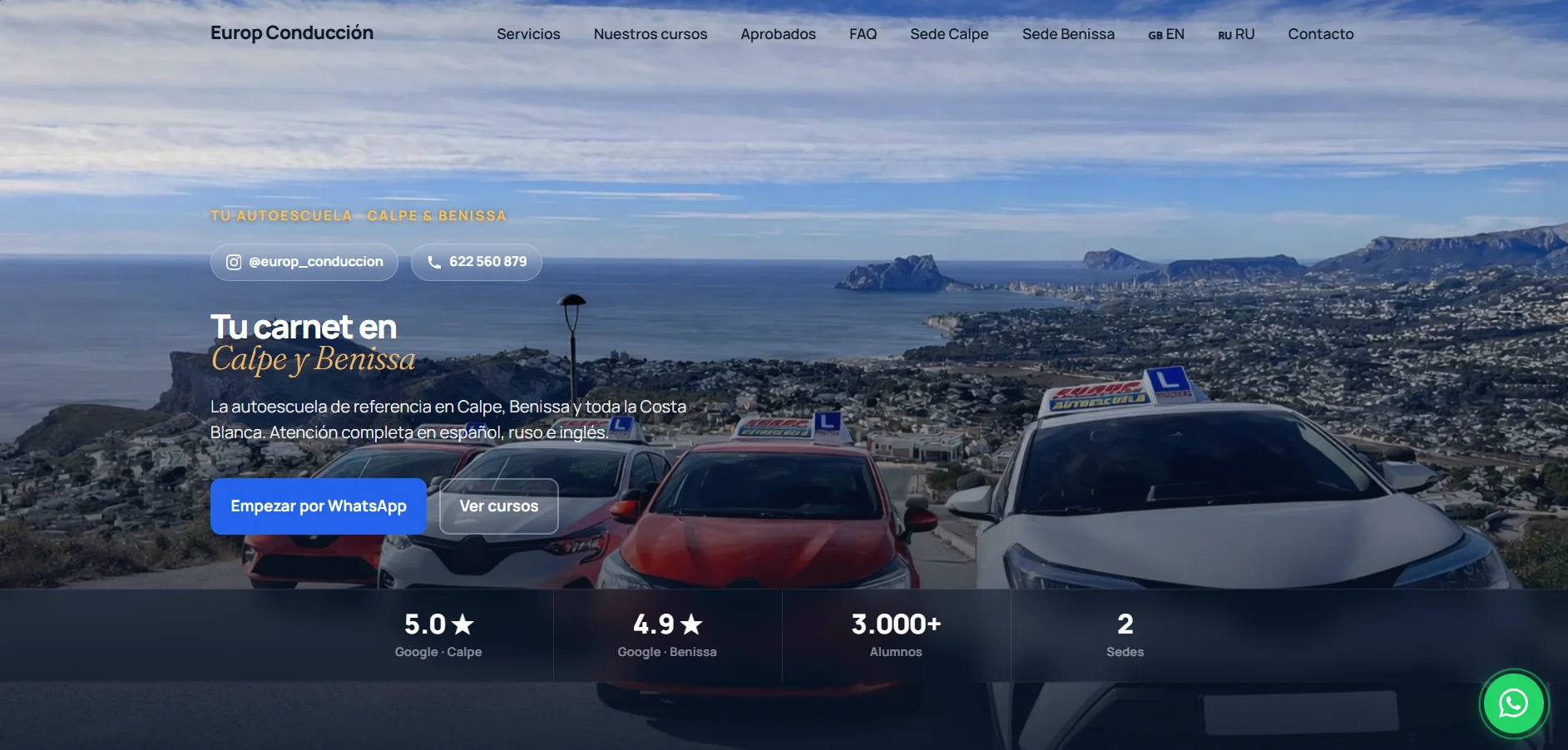 Web de Europ Conducción, diseñada por Korvel
